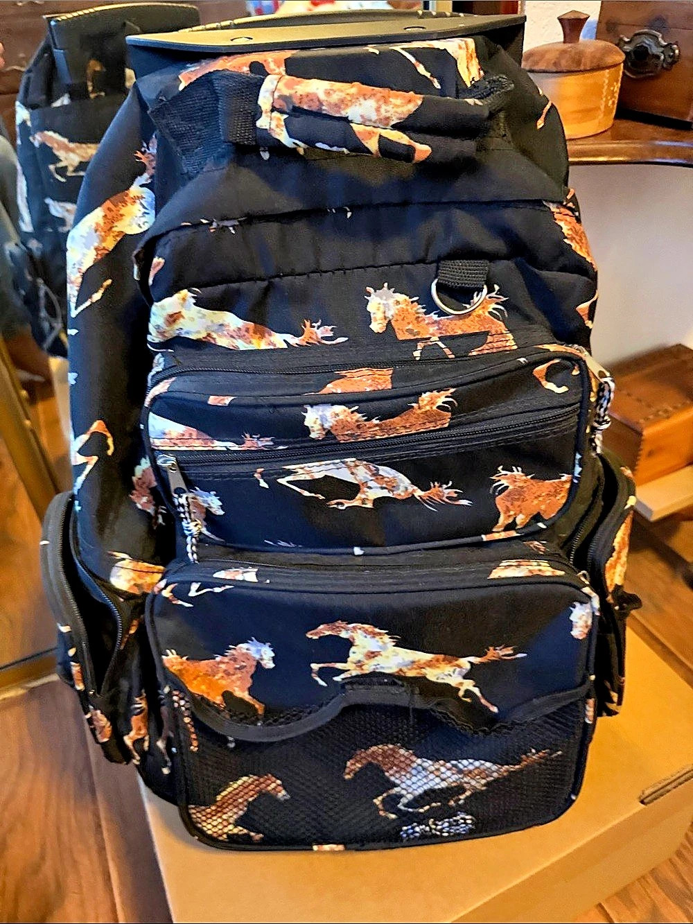 Black Animal Print Rolling Travel Bag